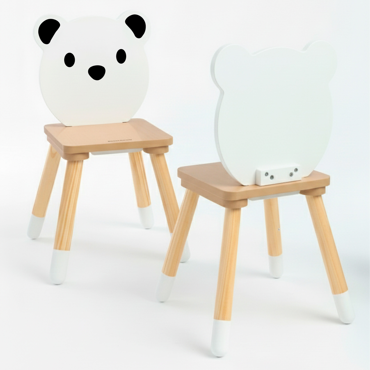Mesa de madera con almacenaje y 2 sillas Conjunto infantil - Lindo Osito de Peluche