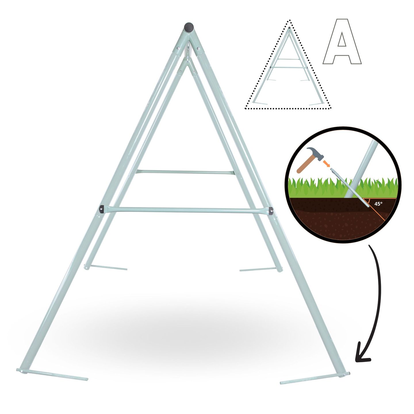 Columpio de jardín tipo nido de cigüeña con estructura y cuerdas