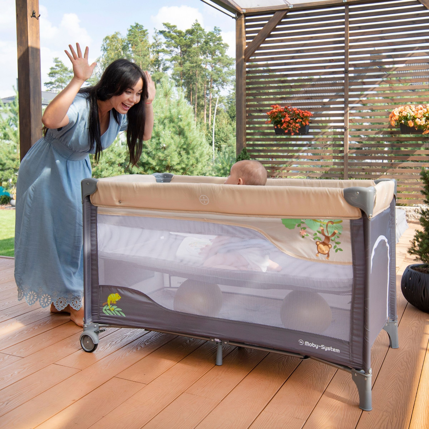Cuna de viaje 0 - 36 m con cambiador + parque infantil Moby-System HUXLEY