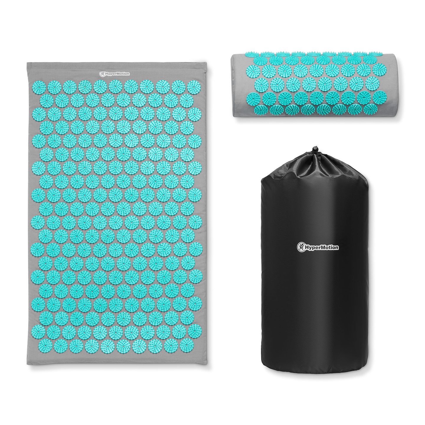 Esterilla de acupresión con almohada y funda - 72 cm HyperMotion gris-menta