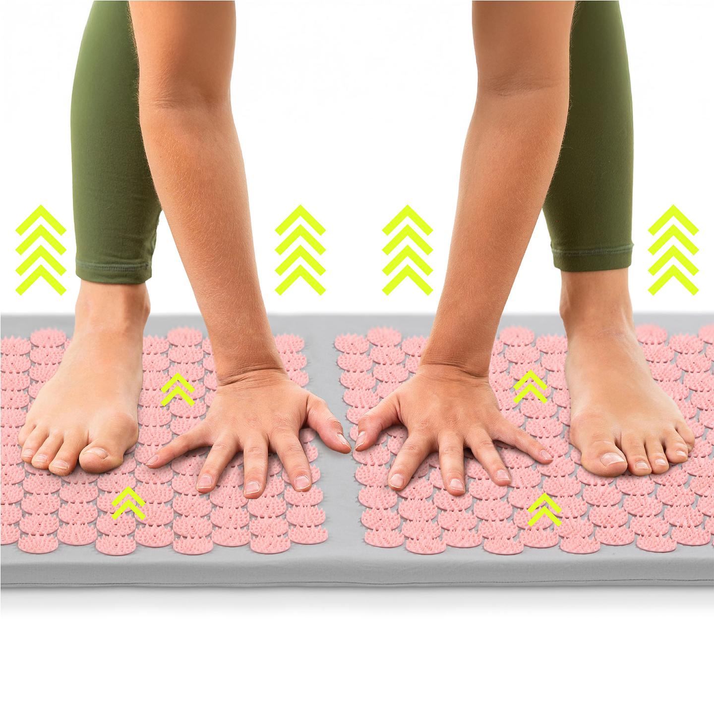 Esterilla de acupresión grande con almohada y funda - 130 cm HyperMotion gris y rosa