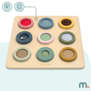 Tablero sensorial Montessori de madera: 9 texturas para descubrir y desarrollar el sentido del tacto
