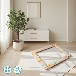 Gran recorrido sensorial de madera - pista de equilibrio - 9 elementos