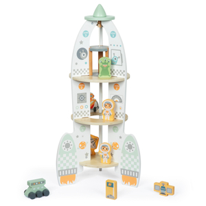 Gran cohete espacial de madera con ascensor y accesorios - XXL