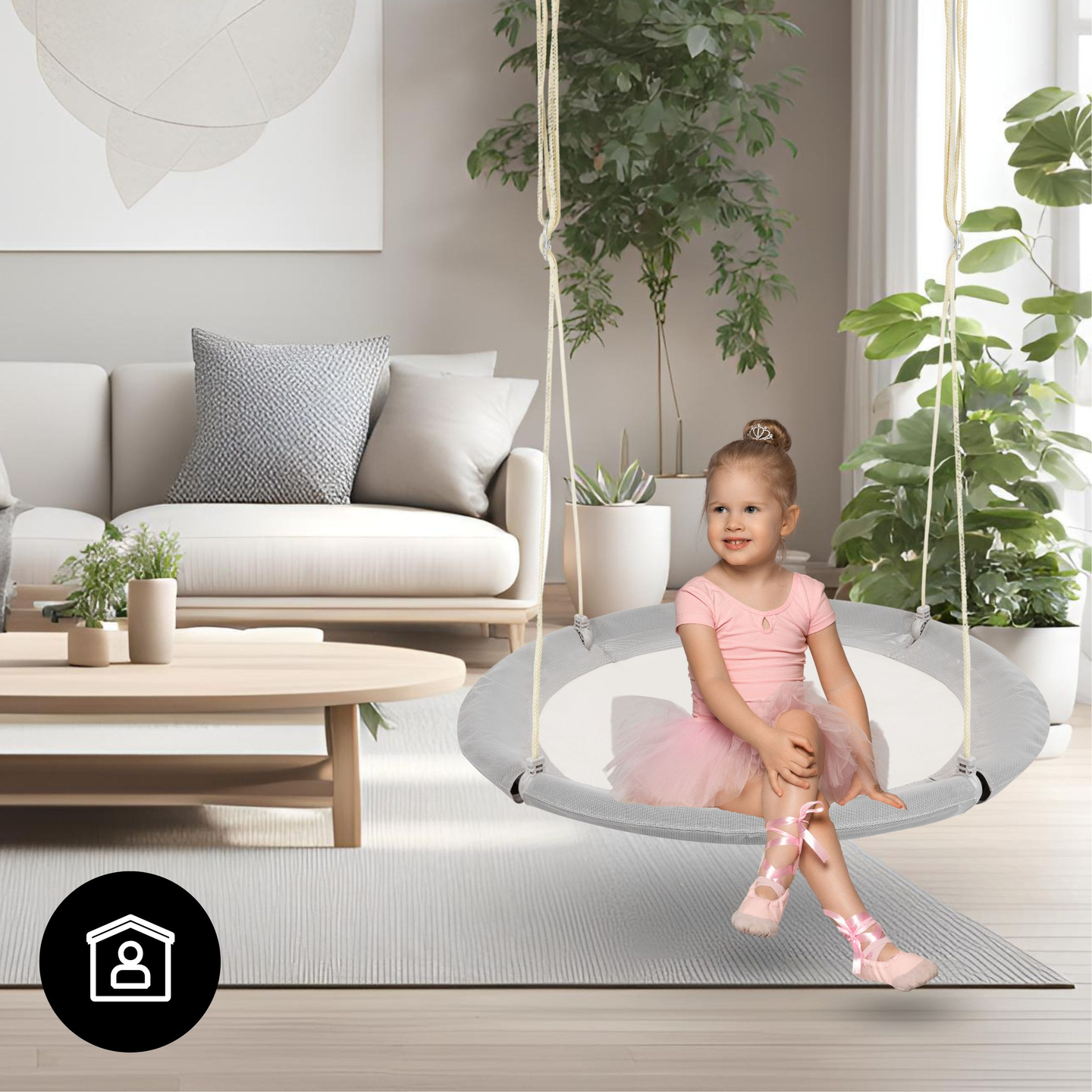 Columpio nido de cigüeña HyperMotion - 100 cm de diámetro, color gris