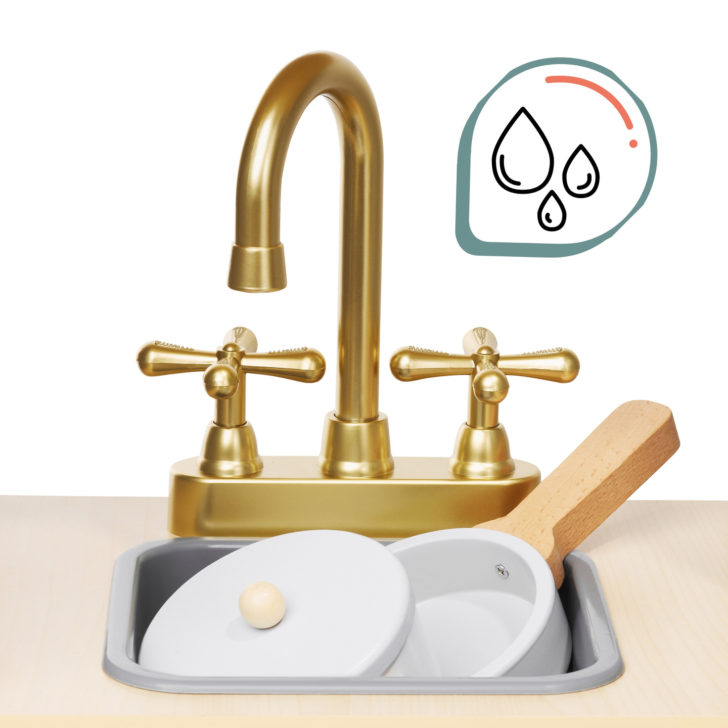 Cocina interactiva de madera XXXL con iluminación LED, campana y accesorios