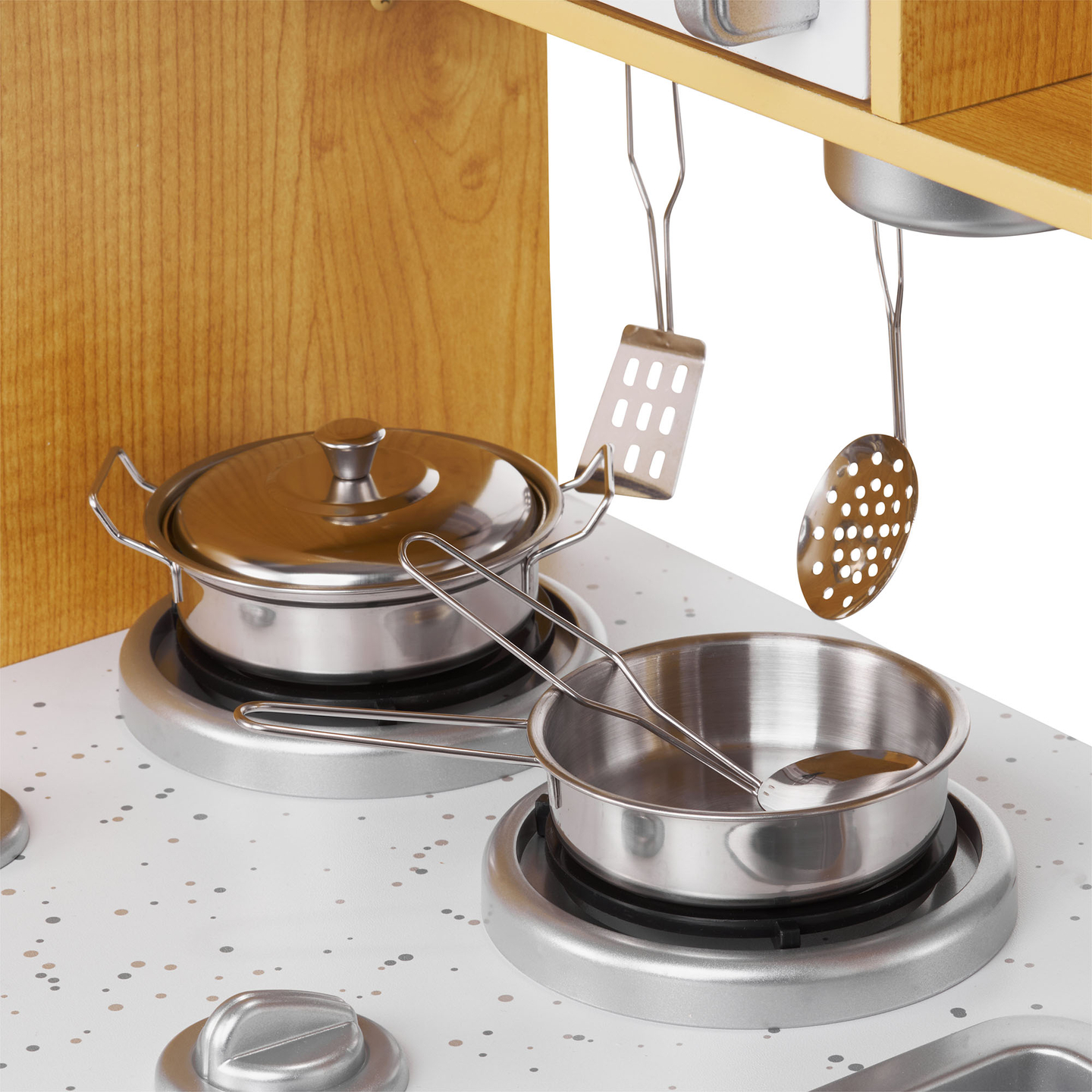 Cocina XXL de madera con iluminación LED, delantal y accesorios.