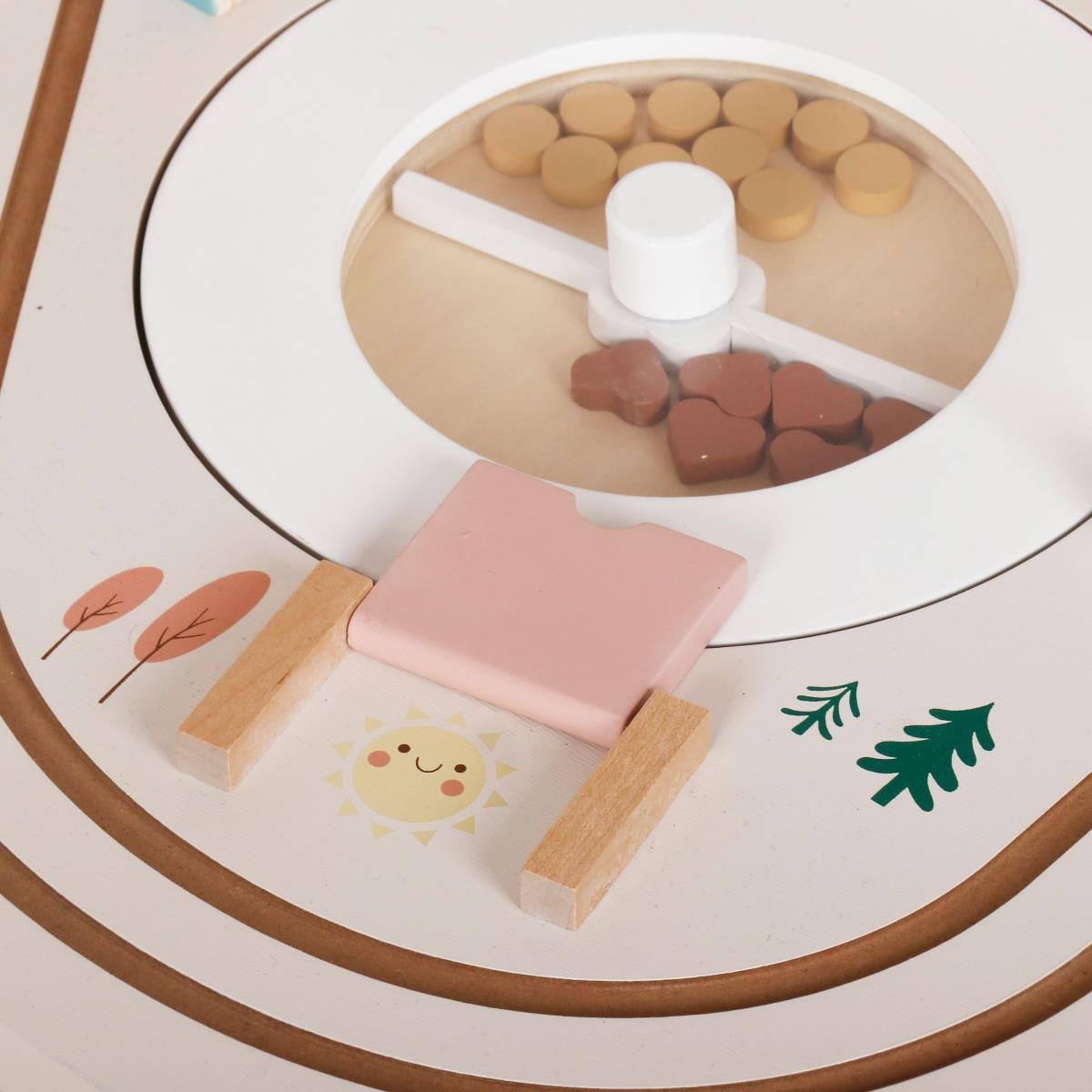 Mesa de madera educativa 10en1 con animales y tren