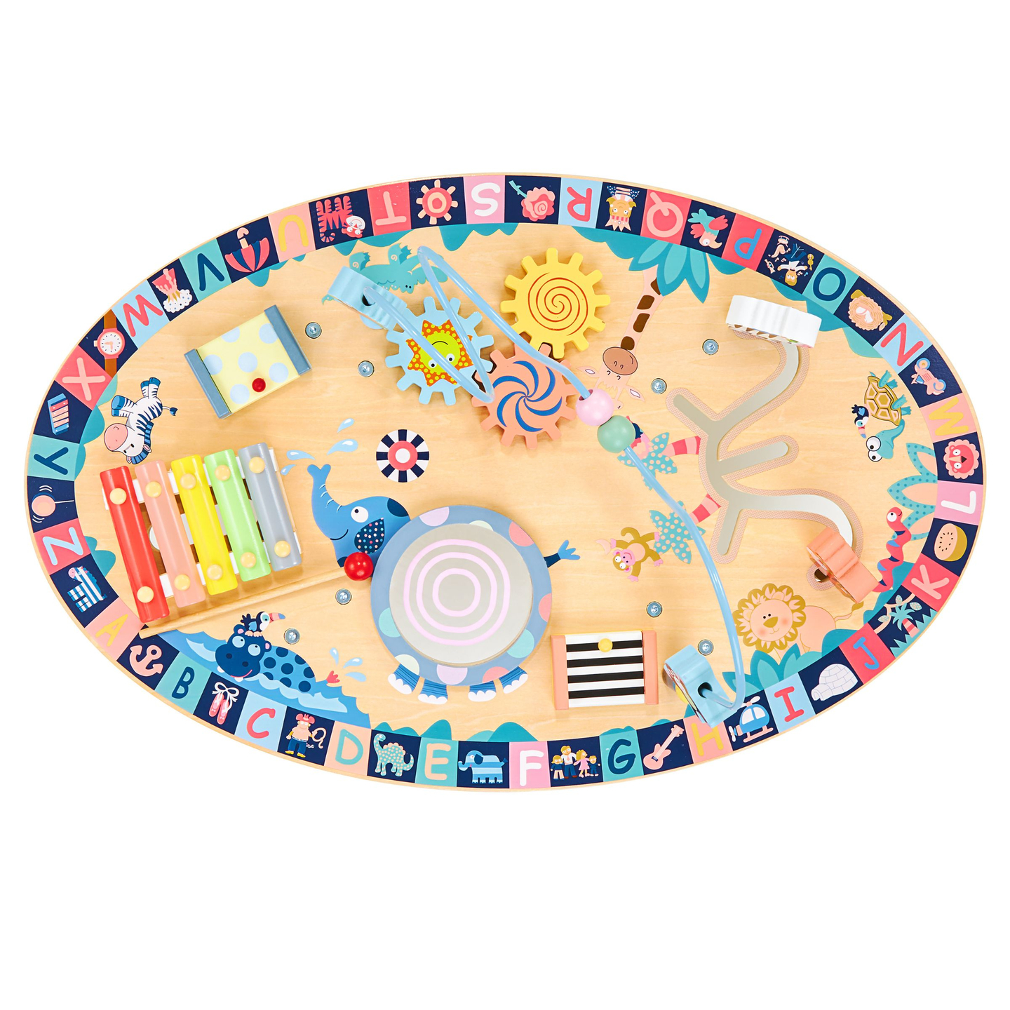 Mesa educativa de madera 7 en 1, musical, sensorial