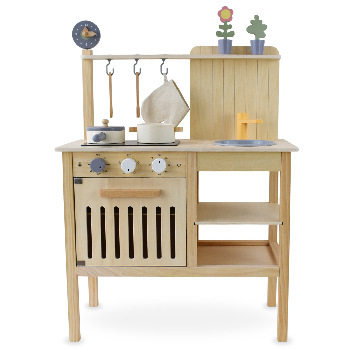 Cocina de jardín de madera con accesorios - boho natural