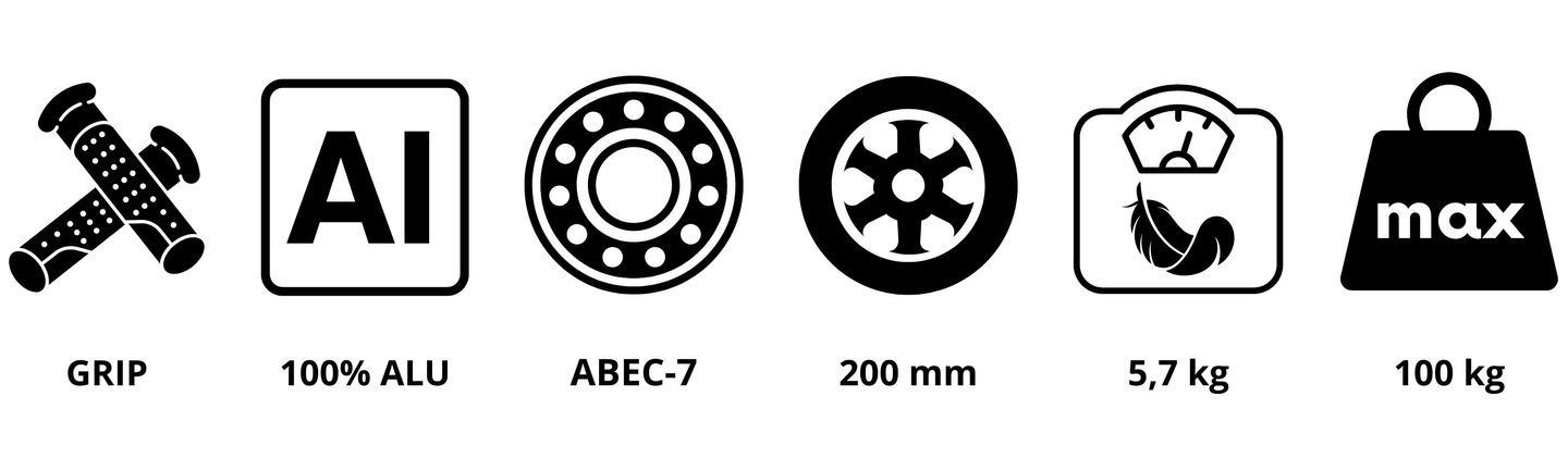 Scooter de dos ruedas para jóvenes adultos - con amortiguador - HyperMotion Skyline - negro, aluminio - 100kg