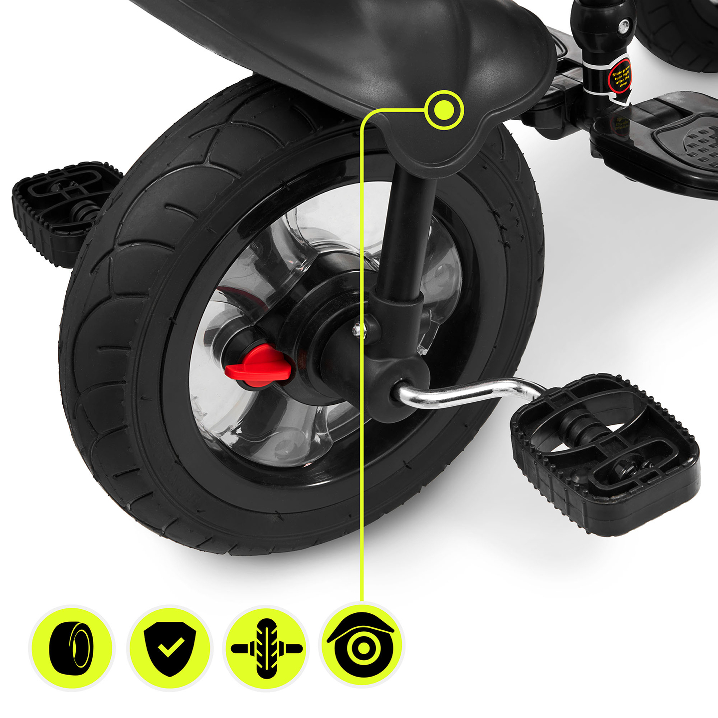 Triciclo para niños de 1 a 4 años - TOBI FREY - color gris - giratorio - ruedas hinchables + empujador