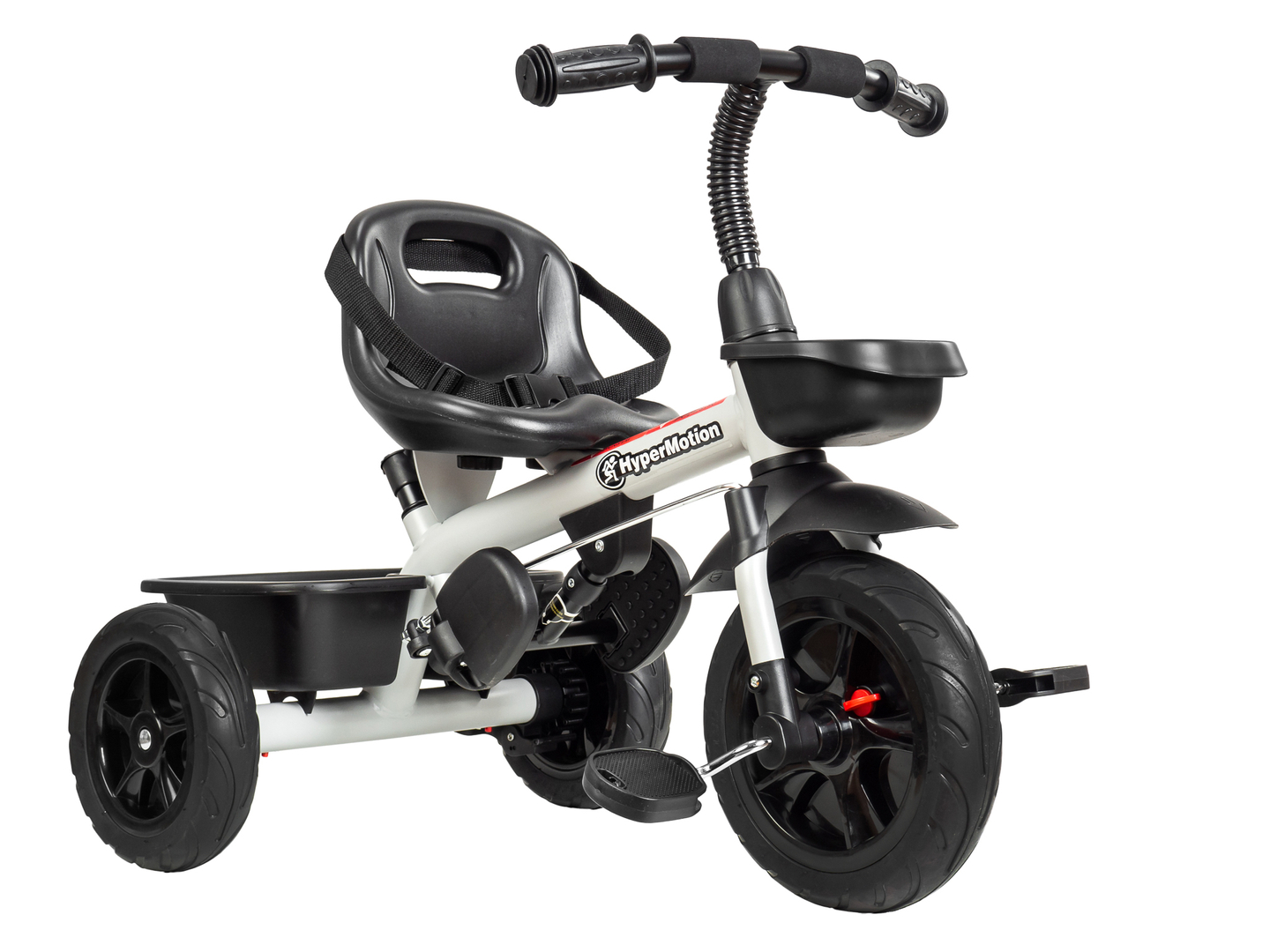 Triciclo HyperMotion TOBI VECTOR: ruedas infladas permanentemente + empujador. Color: gris claro.