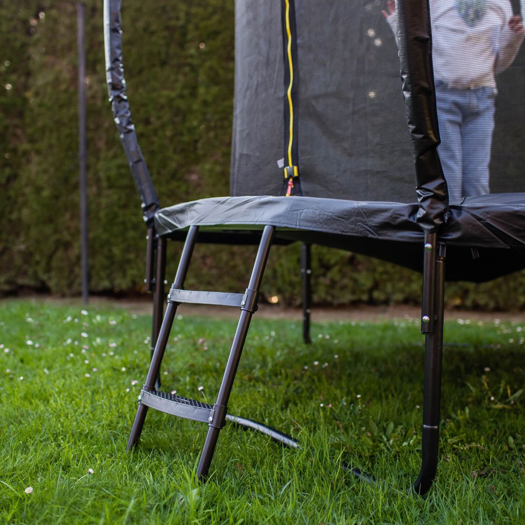 Trampolín de jardín para niños HyperMotion - 244 cm 8FT - con escalera y red interna - para casa y jardín