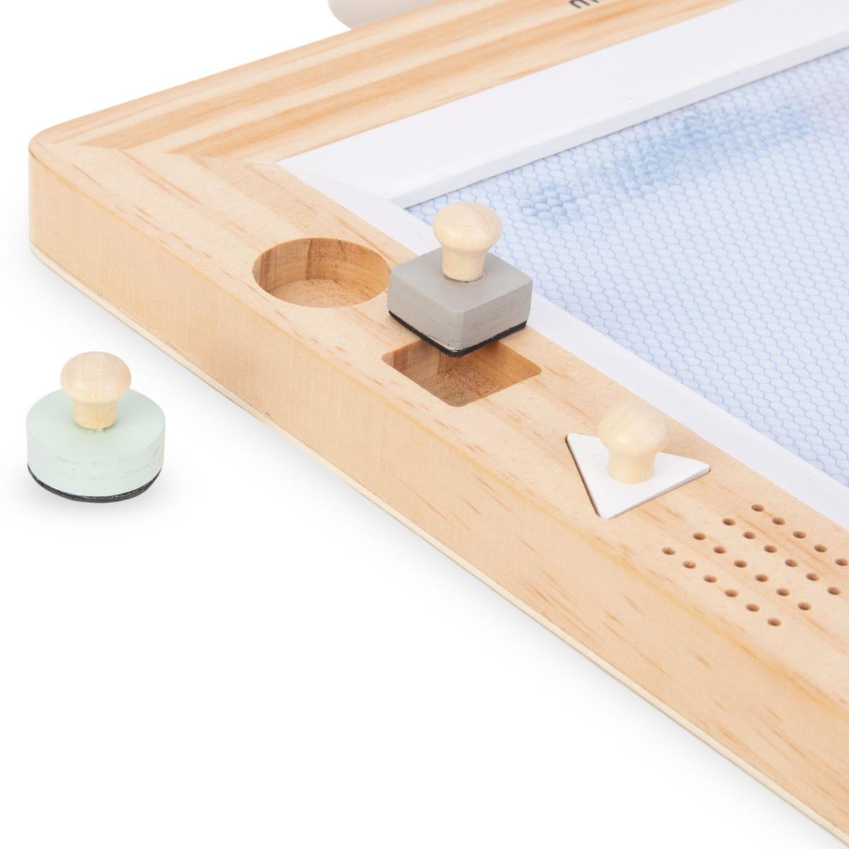 Álbum de recortes de madera con sellos - tablero de dibujo