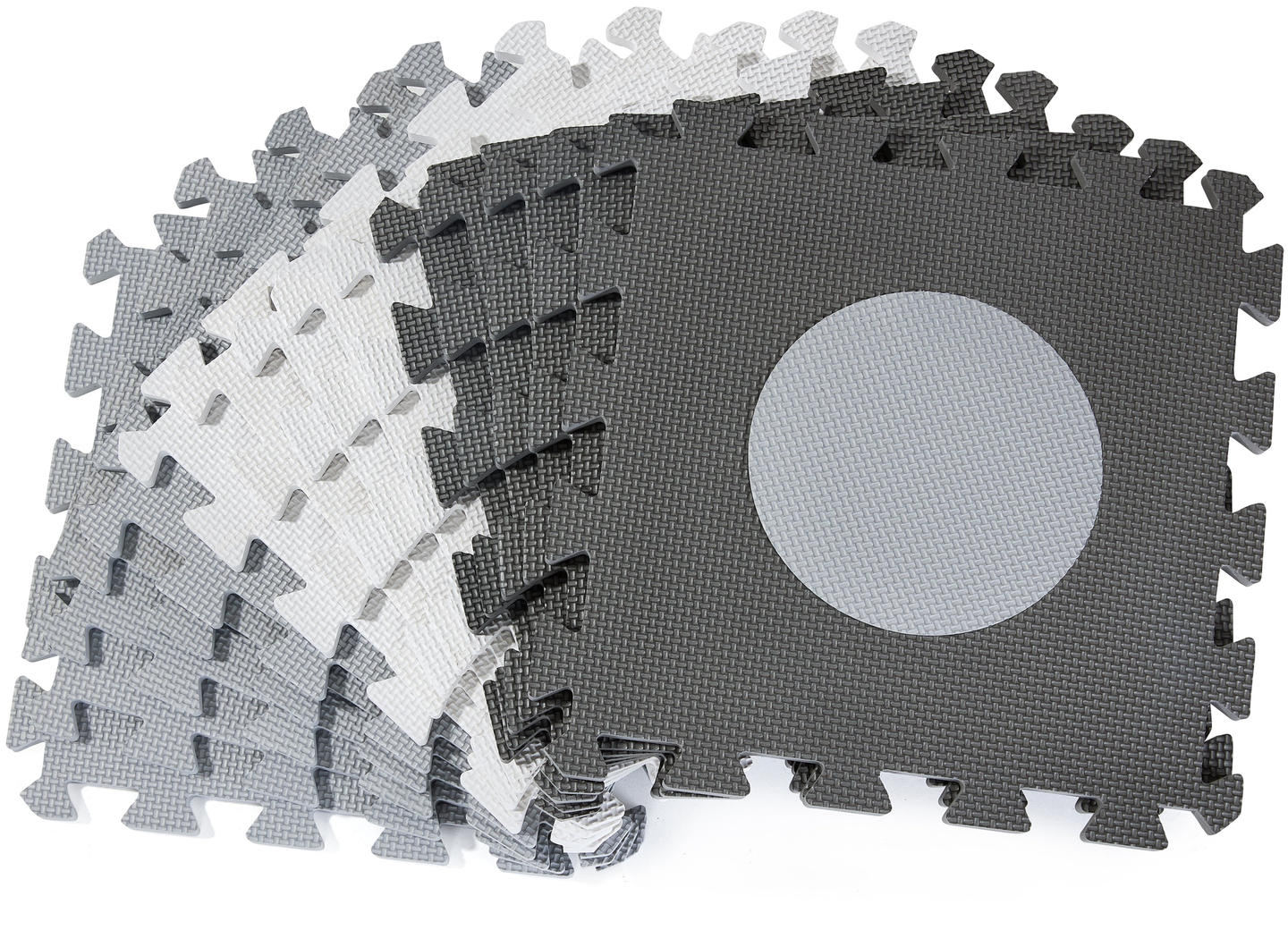 Alfombra rompecabezas de espuma XL 150 x 150 x 1 cm con borde - espuma EVA - gris