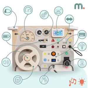 Tablero de juego de madera Montessori para niños pequeños - salpicadero de coche