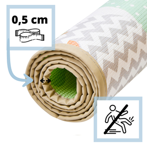 Alfombra de espuma de doble cara - bosque en una colina / ciudad soleada - 180x120x0,5cm