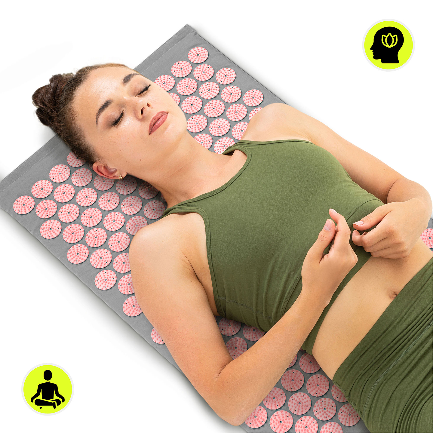 Esterilla de acupresión con almohada y funda - 72 cm HyperMotion gris y rosa