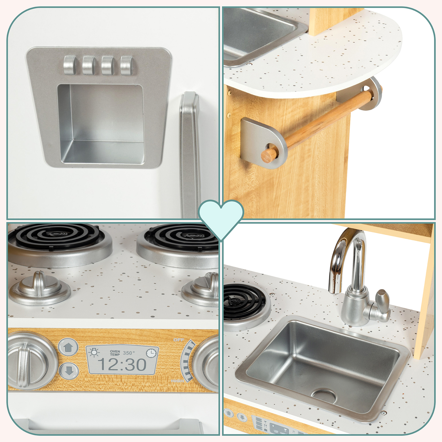 Cocina XXL de madera con iluminación LED, delantal y accesorios.