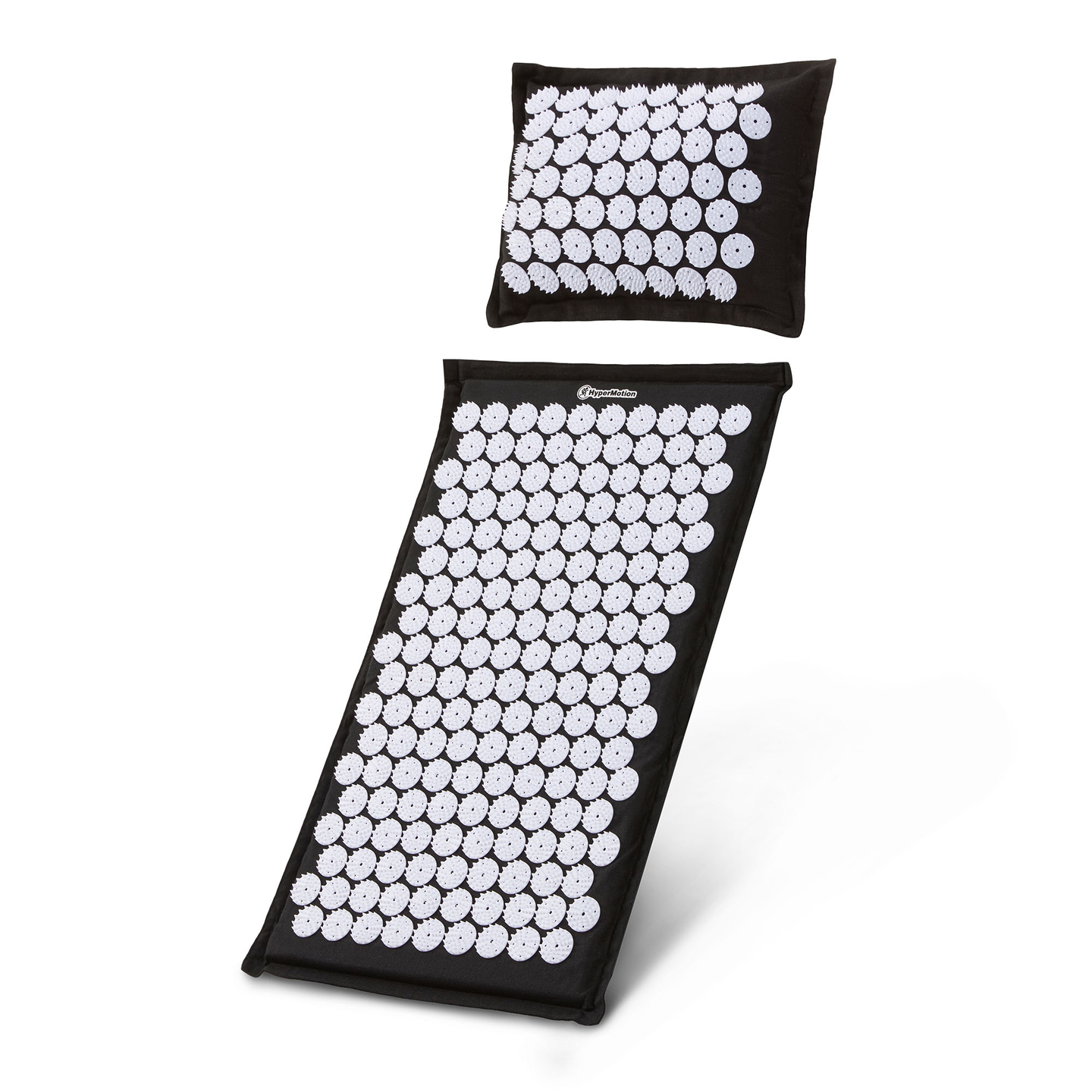 Esterilla de acupresión de lino ecológico con fibra de coco y cojín de trigo sarraceno – 68 cm HyperMotion Blanco y Negro