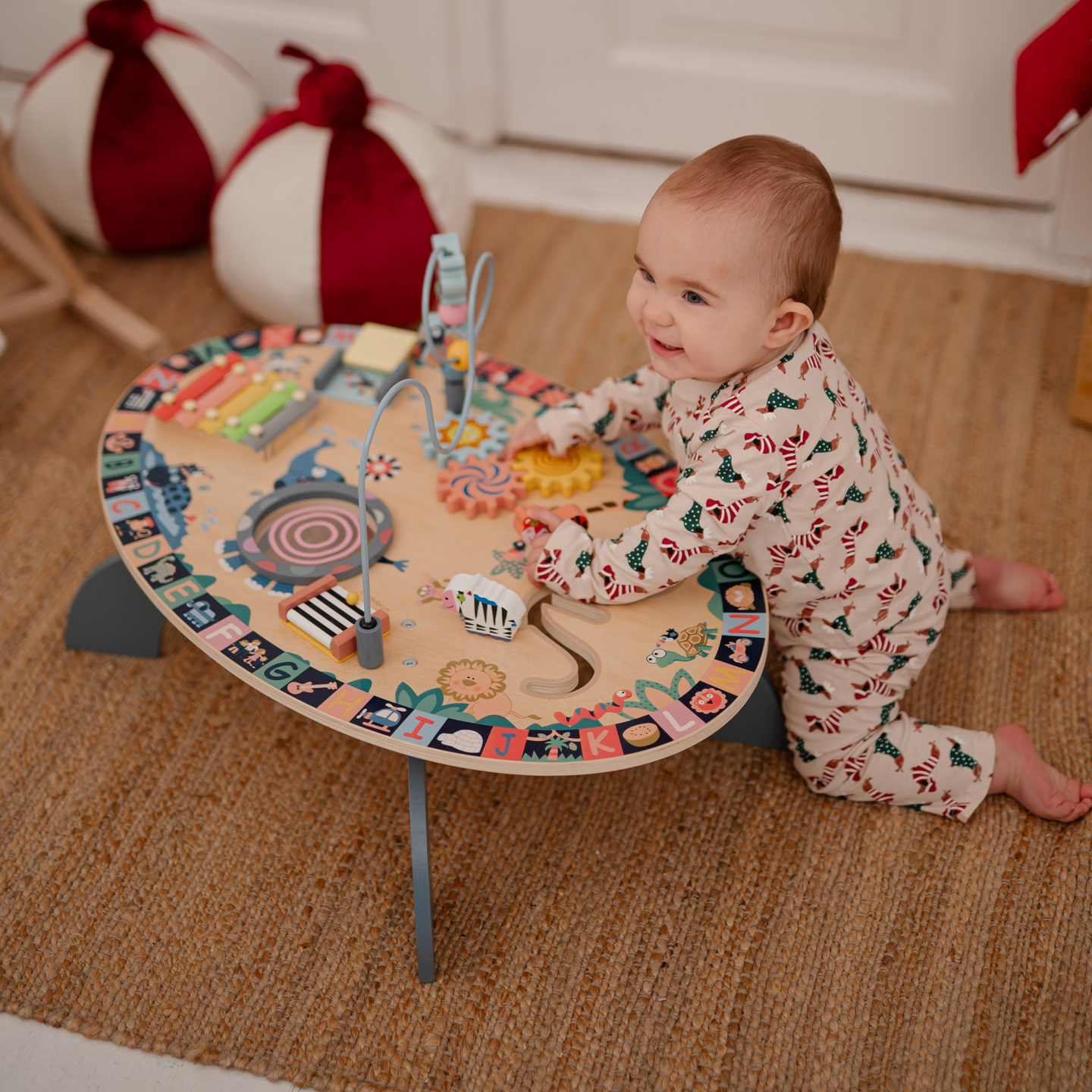 Mesa educativa de madera 7 en 1, musical, sensorial
