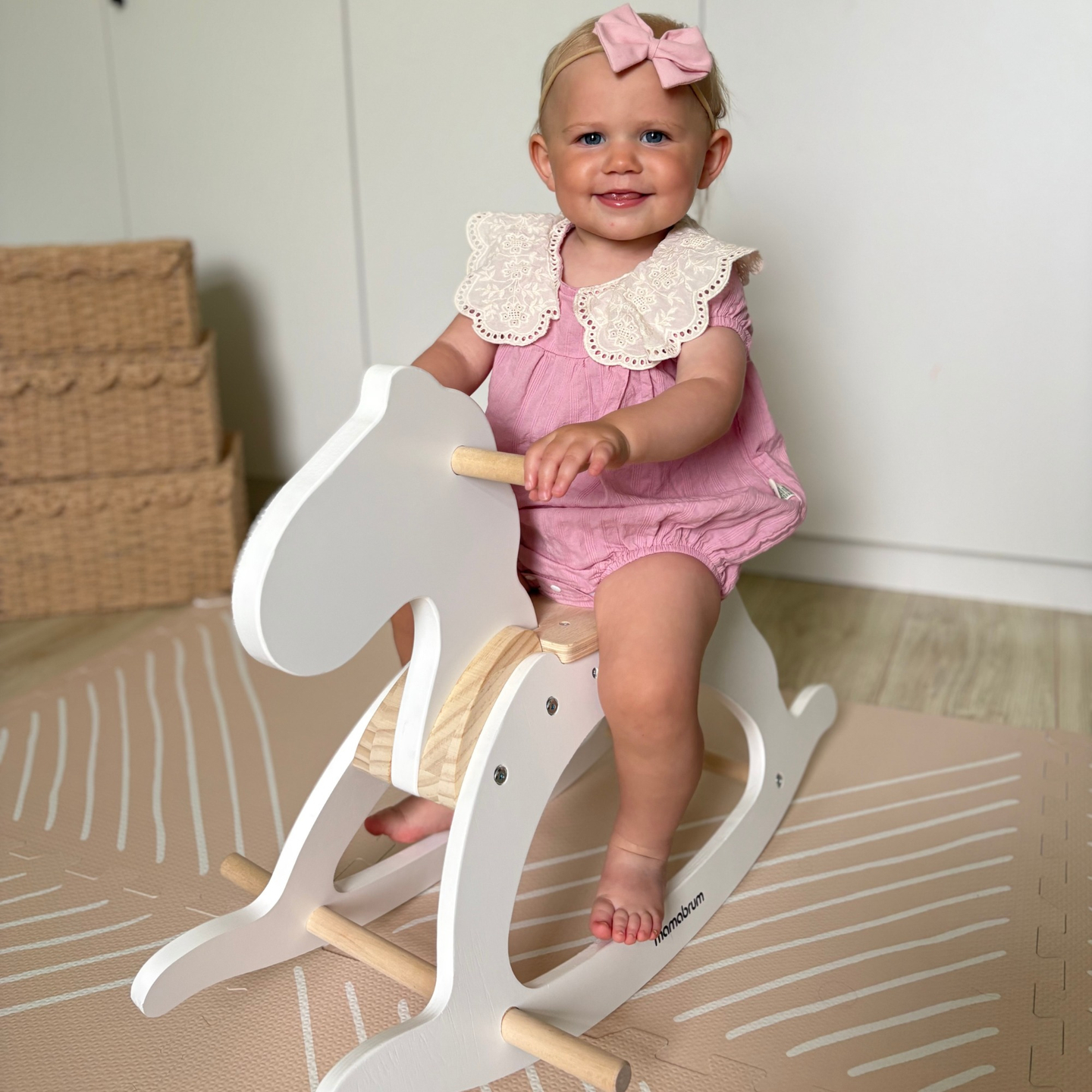 Caballito balancín de madera - blanco - a partir de 12 meses