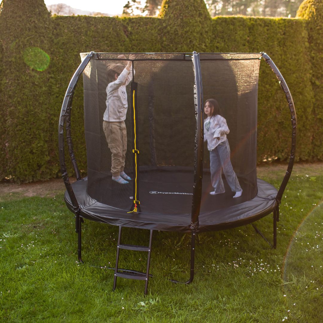 Trampolín de jardín para niños HyperMotion - 244 cm 8FT - con escalera y red interna - para casa y jardín