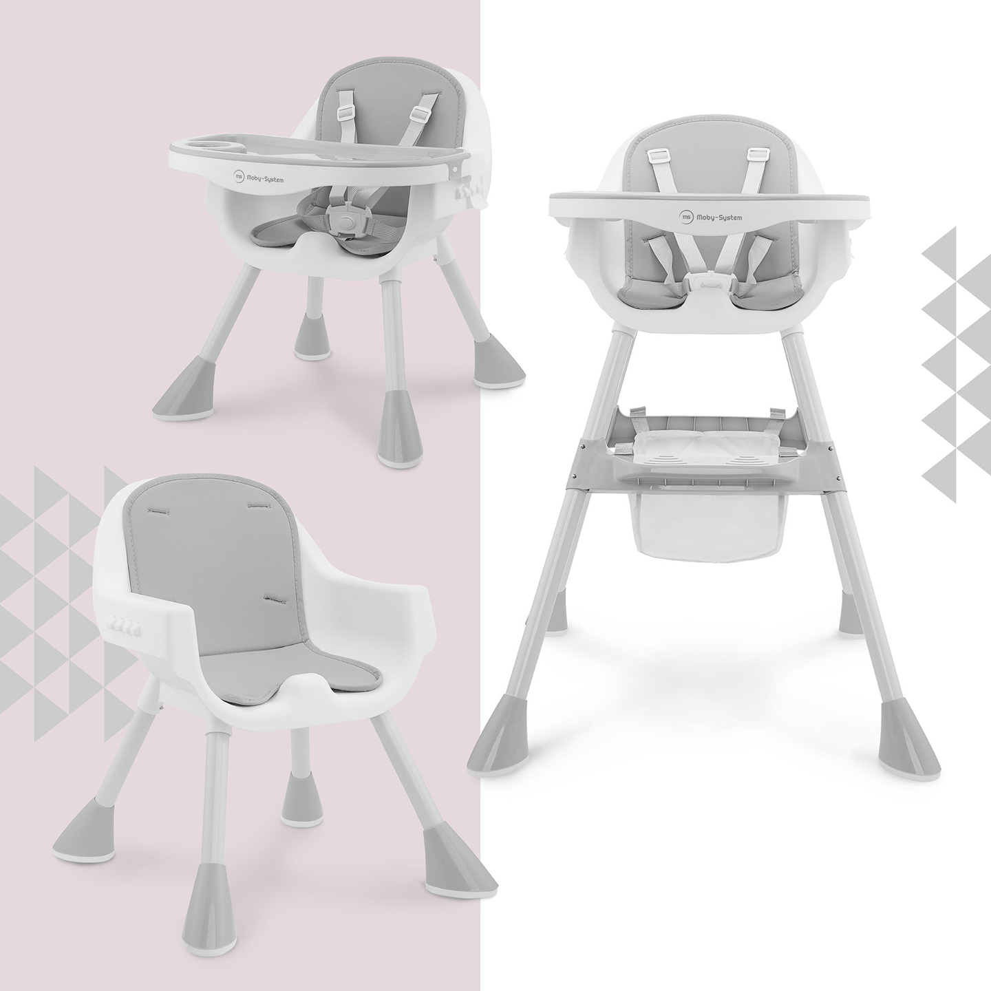 Moby-System Magnolia Trona 2 en 1 ajustable - gris