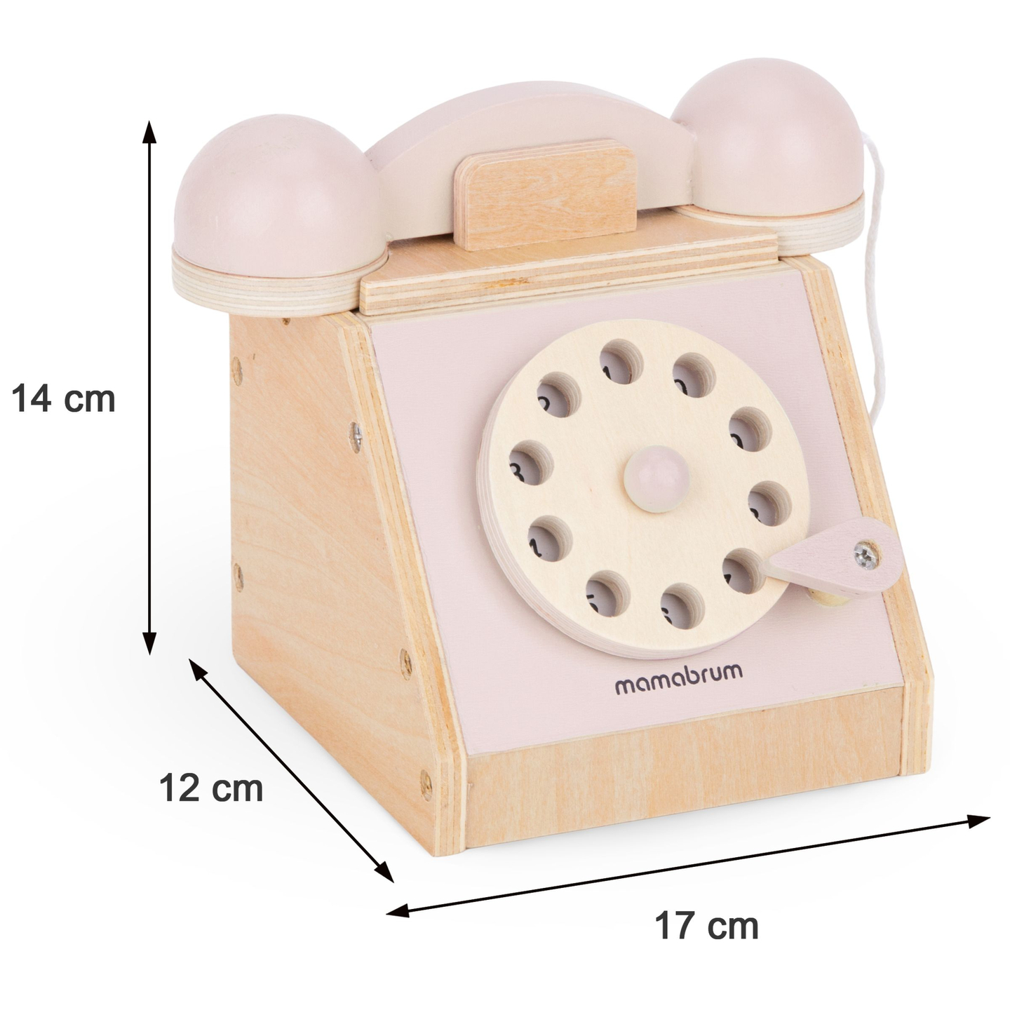 Teléfono retro de madera - rosa pastel