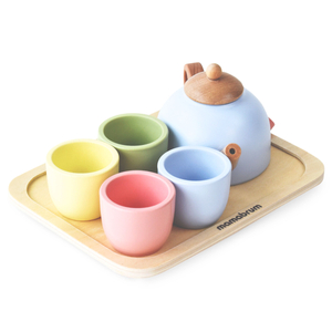Juego de té de madera con bandeja - 7 elementos