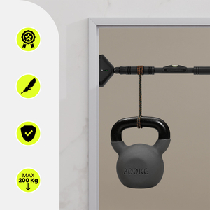 Barra de dominadas ajustable HyperMotion 70-100 cm, 200 kg, negra