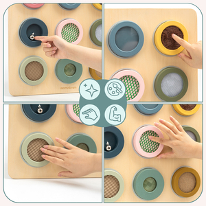 Tablero sensorial Montessori de madera: 9 texturas para descubrir y desarrollar el sentido del tacto