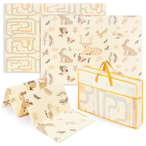 Alfombra de espuma plegable de doble cara 180 x 120 x 1 cm - Bosque Mágico/Calles de Otoño - boho