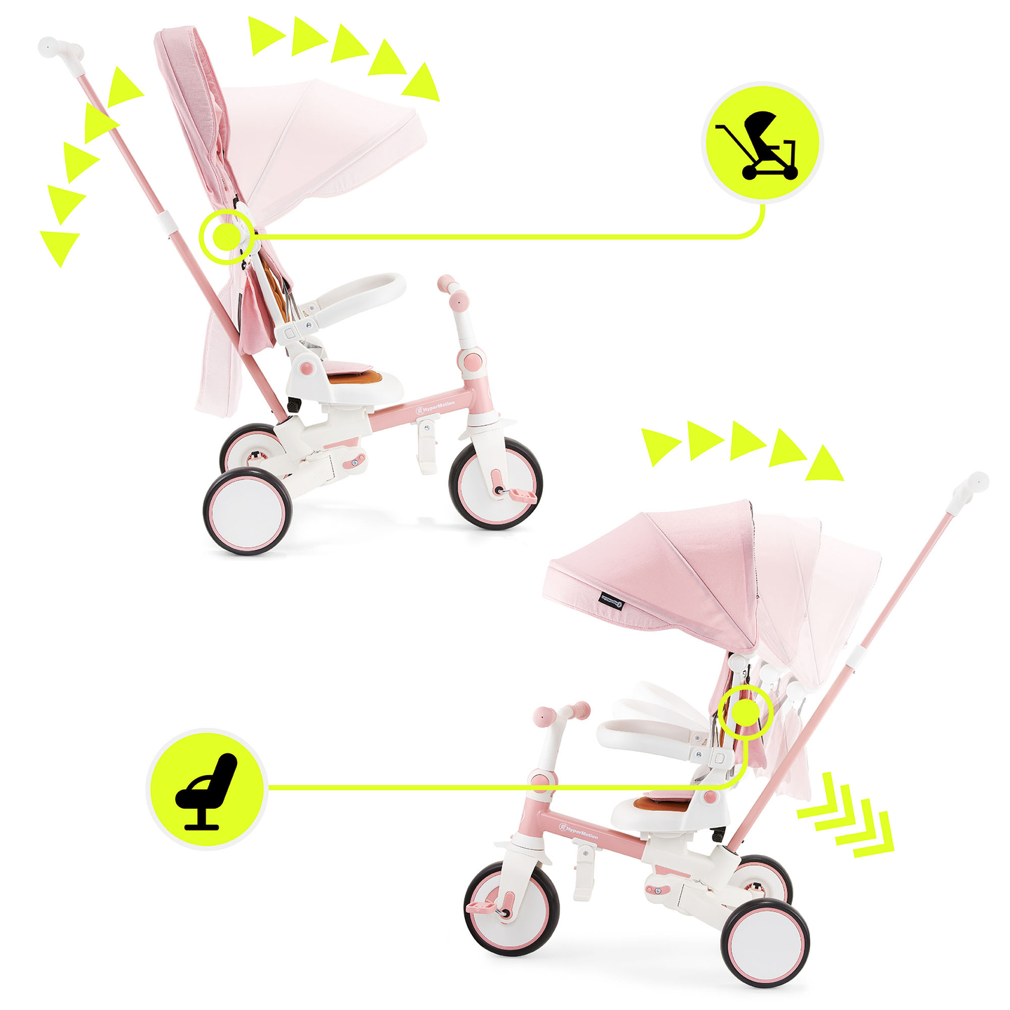 8en1 triciclo multifuncional TOBI FOREST - rosa