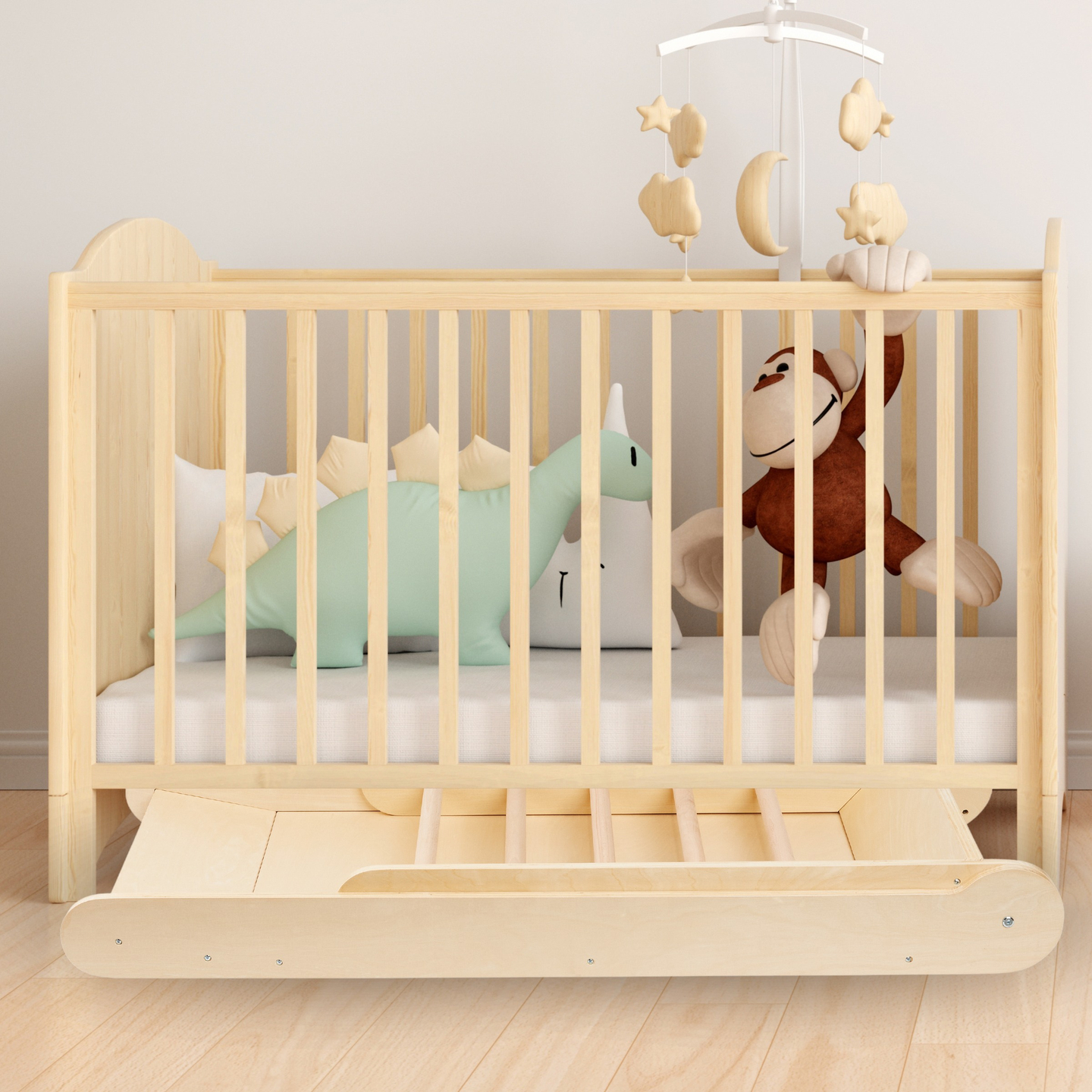 Tobogán de madera con escalera para niños