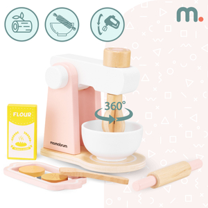 Amasadora de madera con accesorios, para niños