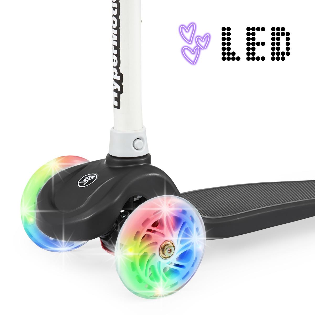 TRINGO scooter de tres ruedas, 3-8 años - negro + ruedas LED brillantes