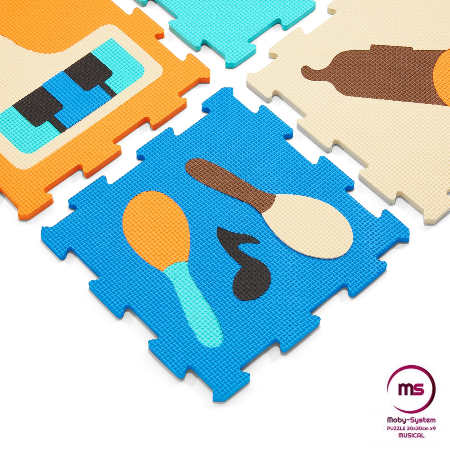 Alfombra educativa rompecabezas de espuma 90 x 90 x 1 cm - espuma EVA - patrón: instrumentos