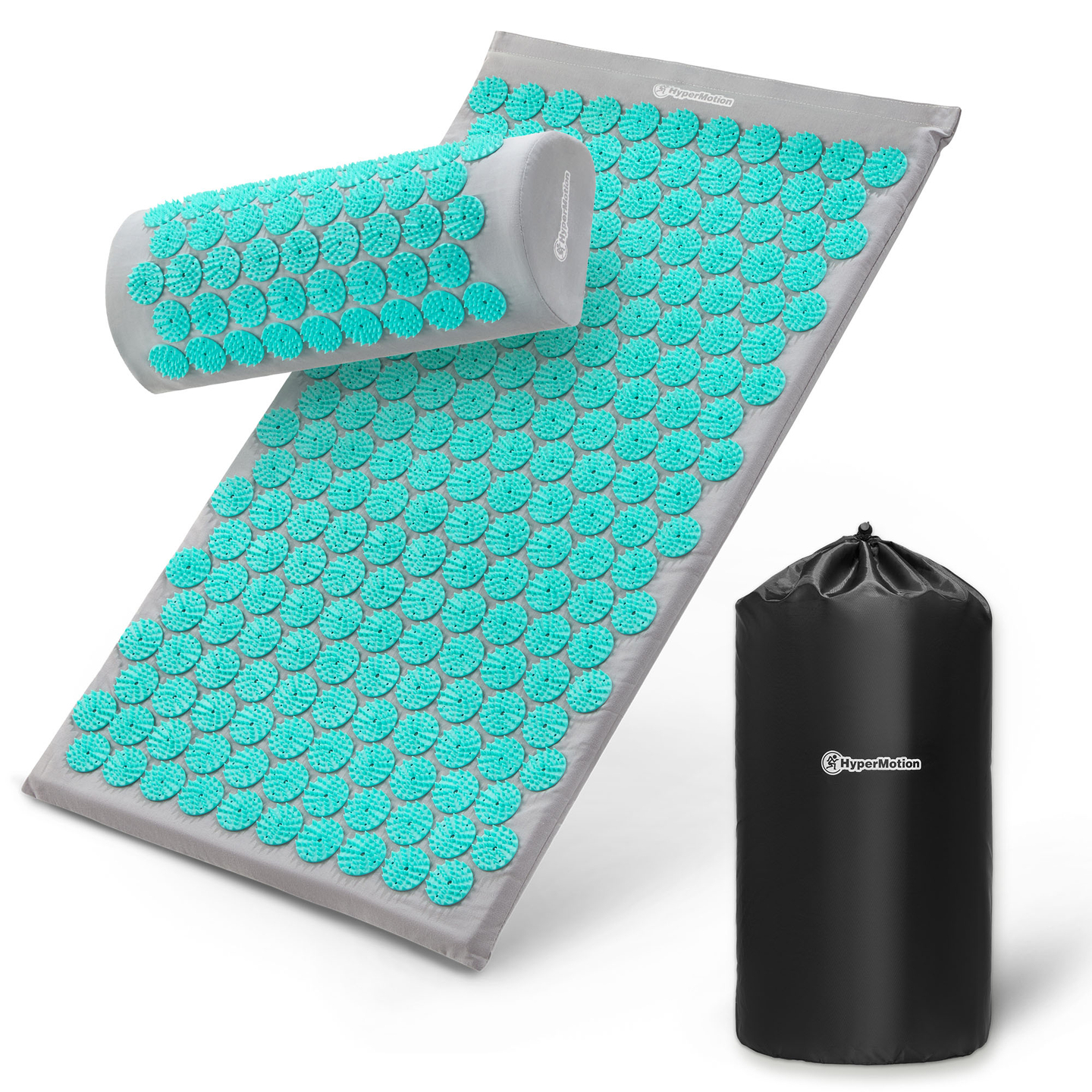 Esterilla de acupresión con almohada y funda - 72 cm HyperMotion gris-menta