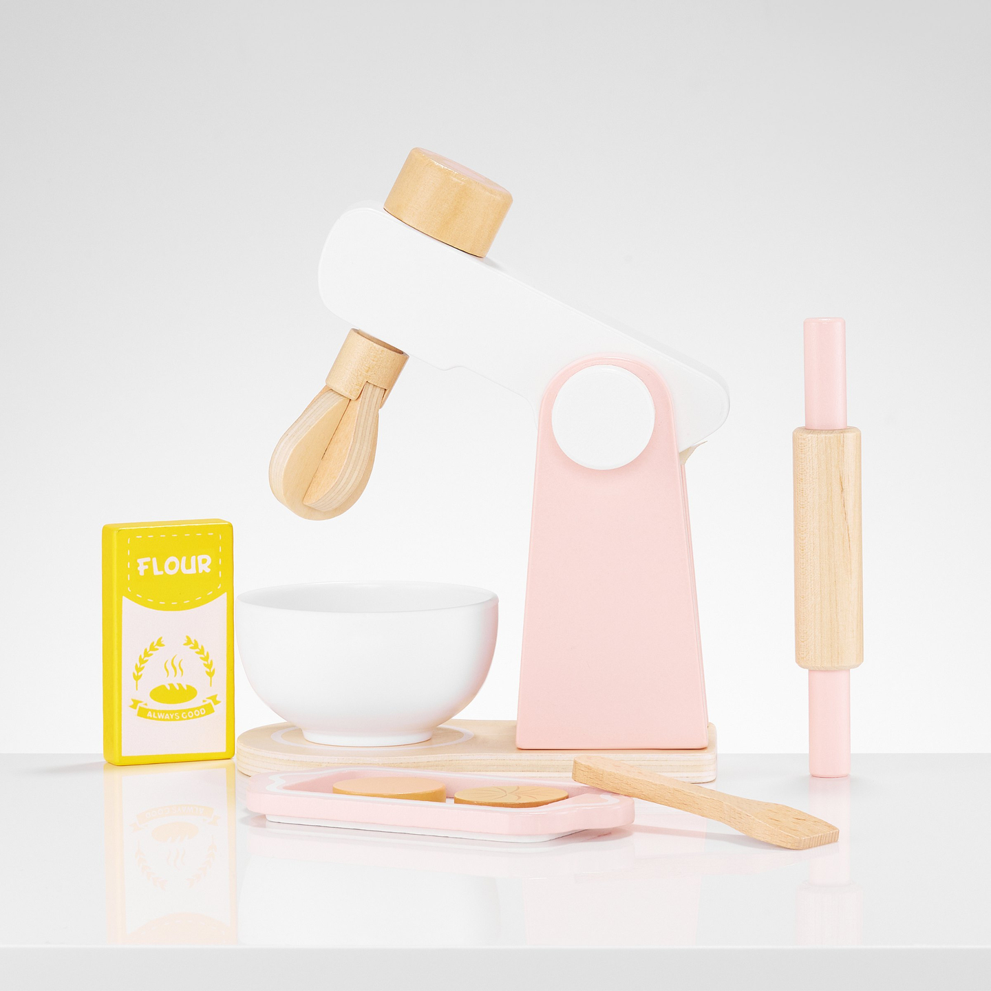 Amasadora de madera con accesorios, para niños