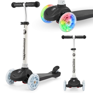 TRINGO scooter de tres ruedas, 3-8 años - negro + ruedas LED brillantes