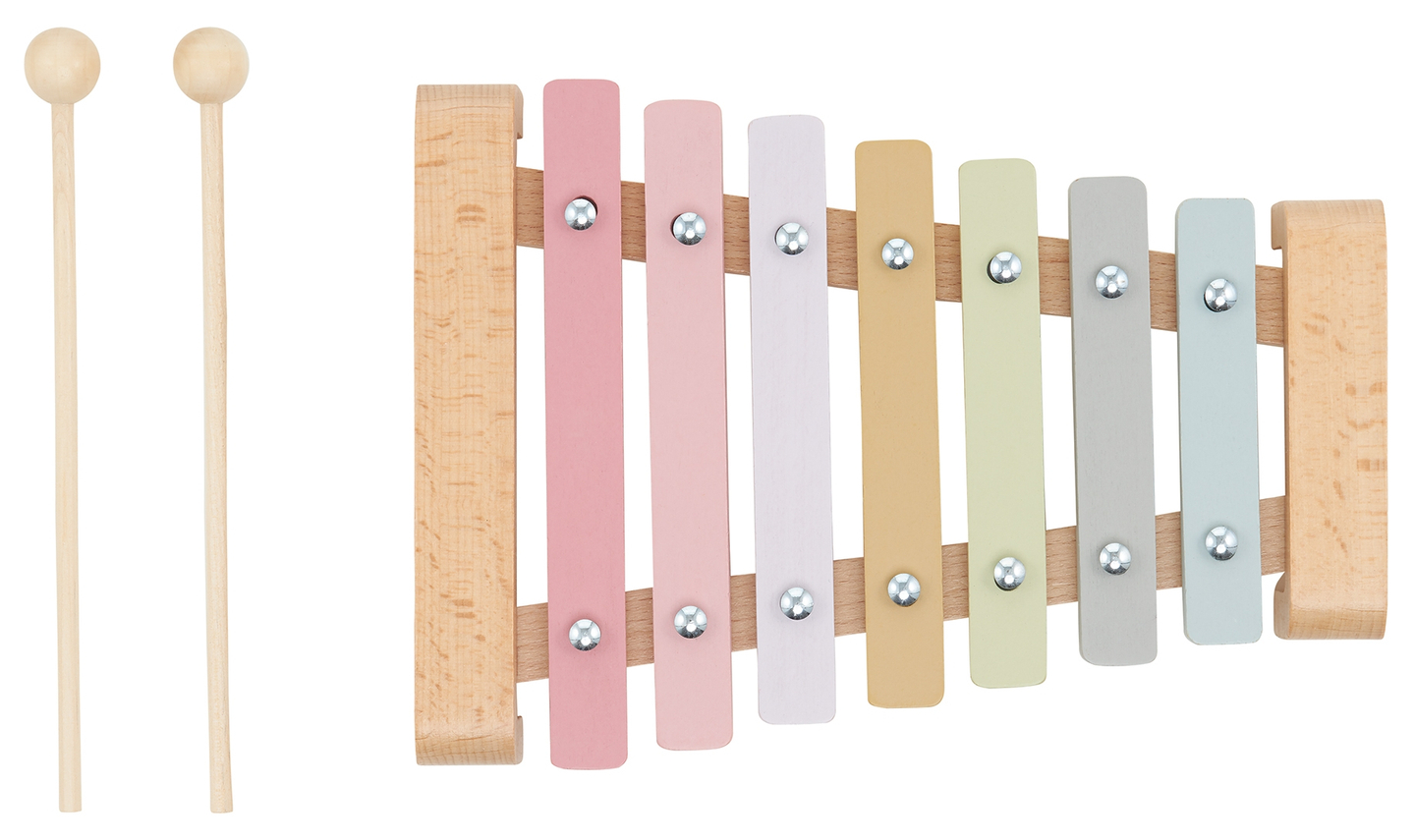 Platillos de madera - xilófono para niños, colores del arcoíris