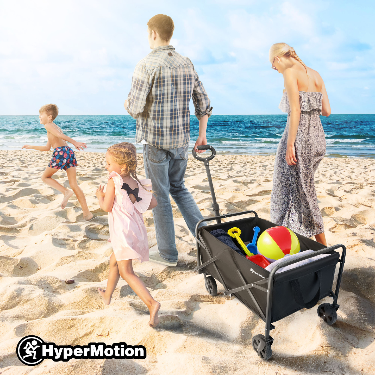Silla de ruedas de playa plegable HyperMotion - negra, 80 kg