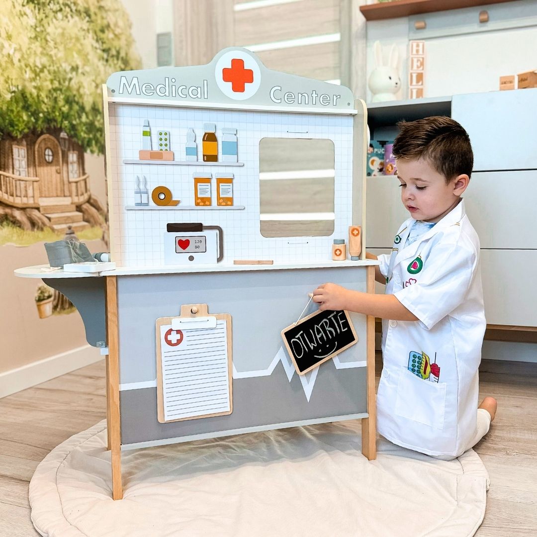 Consultorio médico hospitalario de madera XXL - set de médico con accesorios