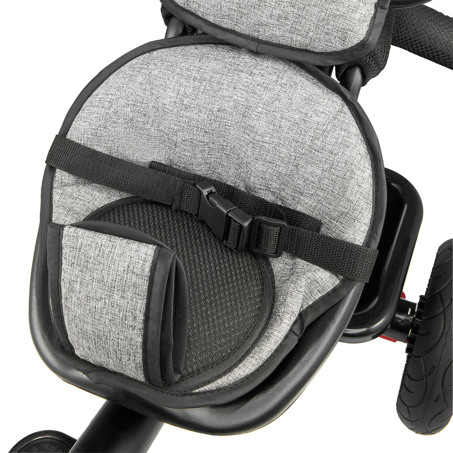 Triciclo para niños de 1 a 4 años - TOBI FREY - color gris - giratorio - ruedas hinchables + empujador