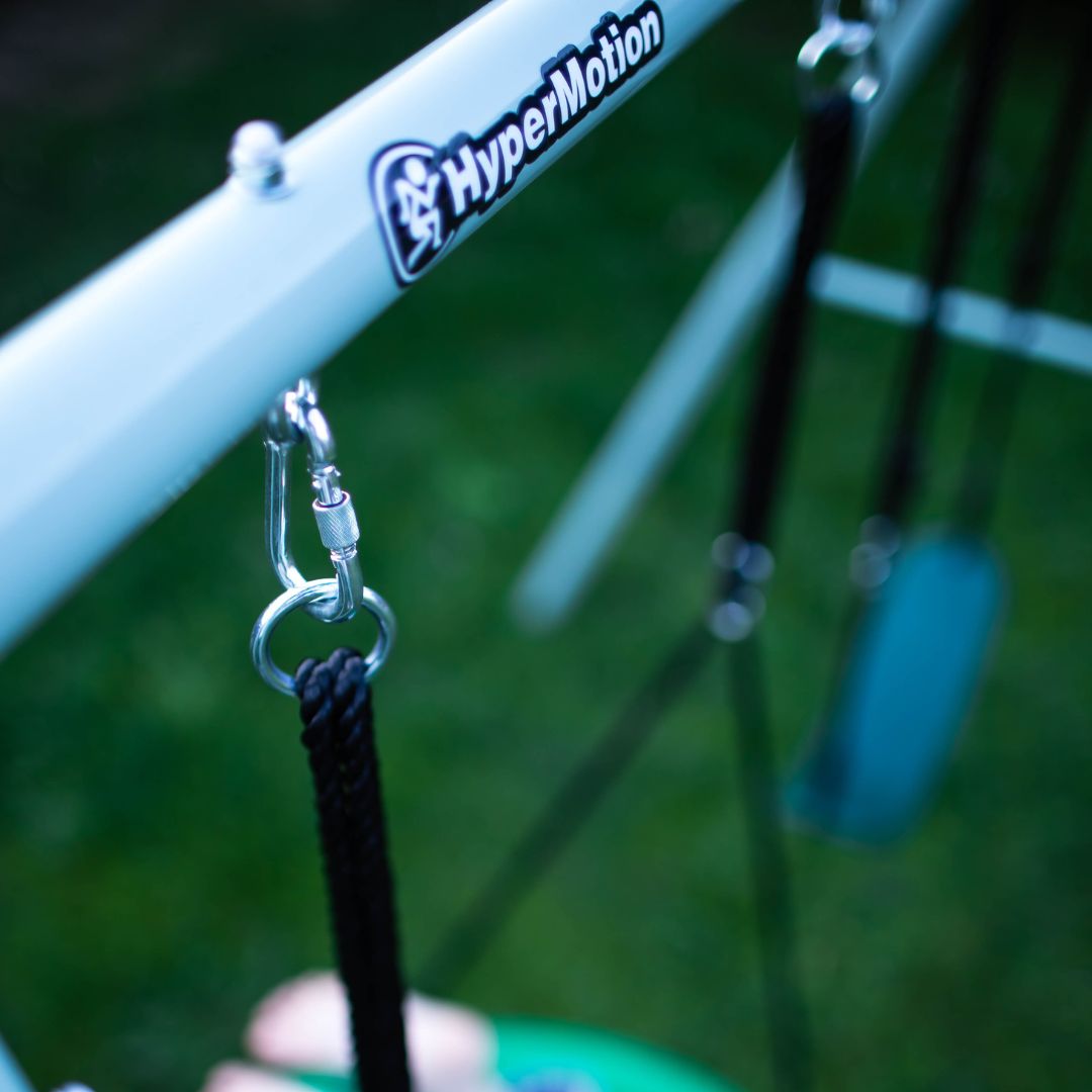 Columpio de jardín doble con estructura y cuerdas - asiento y nido de cigüeña