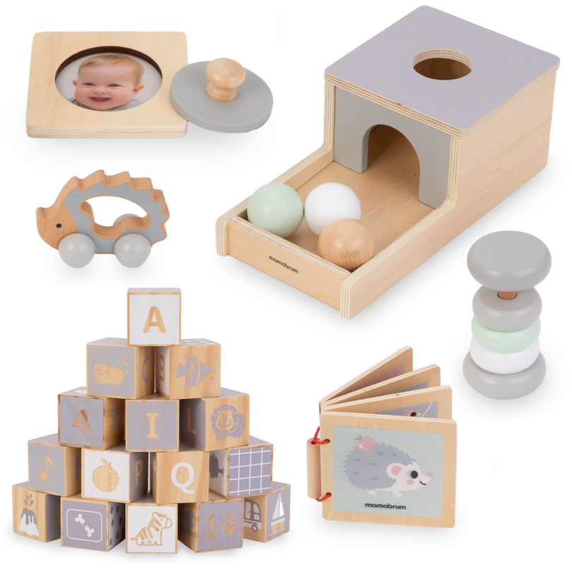 Caja educativa Montessori para bebés - 6 juguetes