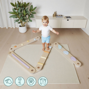 Gran recorrido sensorial de madera - pista de equilibrio - 9 elementos