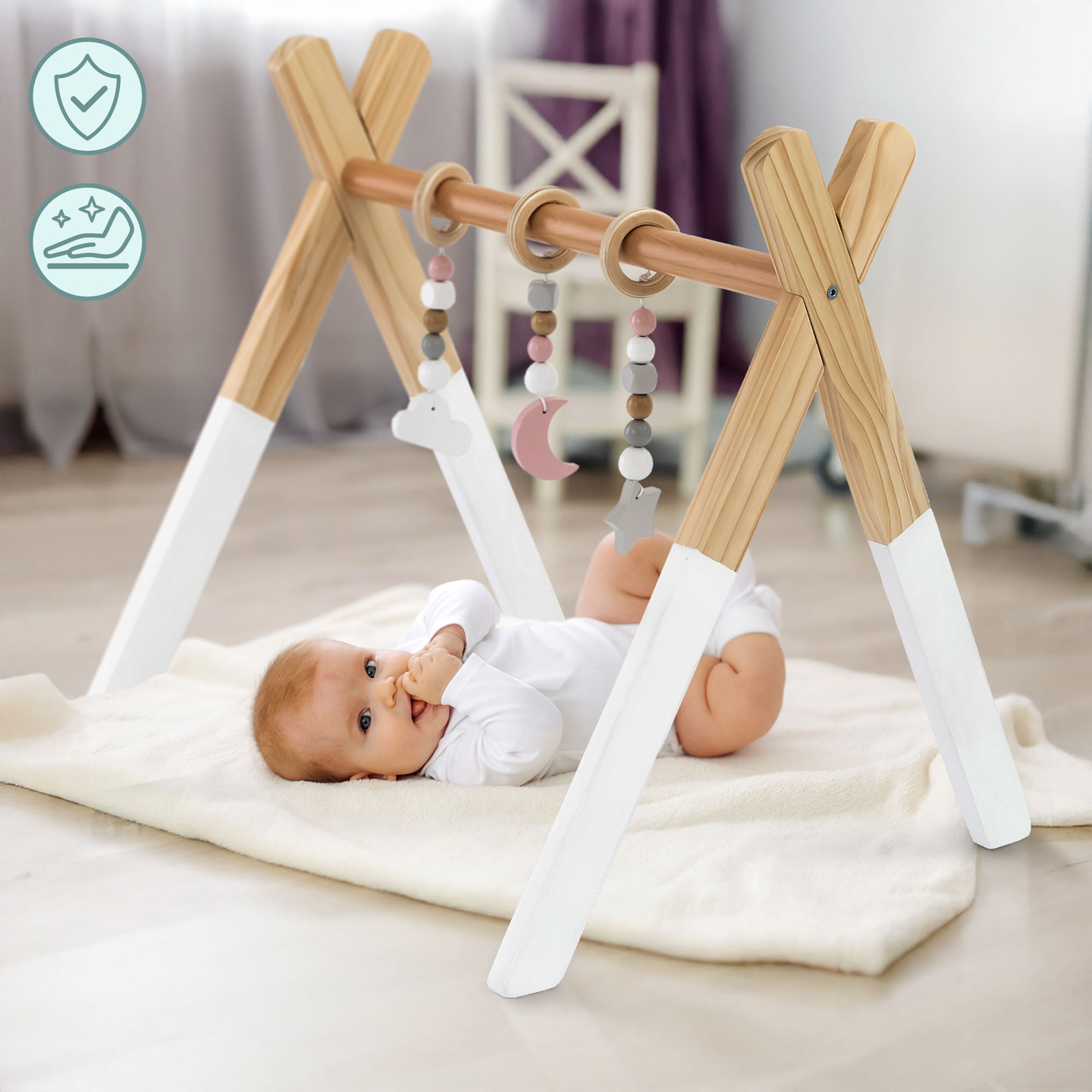 Soporte educativo de madera Baby Gym - color blanco